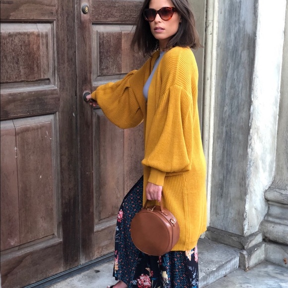 🆕Gavin Mustard Yellow Slouchy Oversized Cardigan - Picture 2 of 7